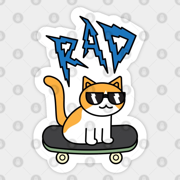 Rad Cat on Skateboard Sticker by rudypagnel